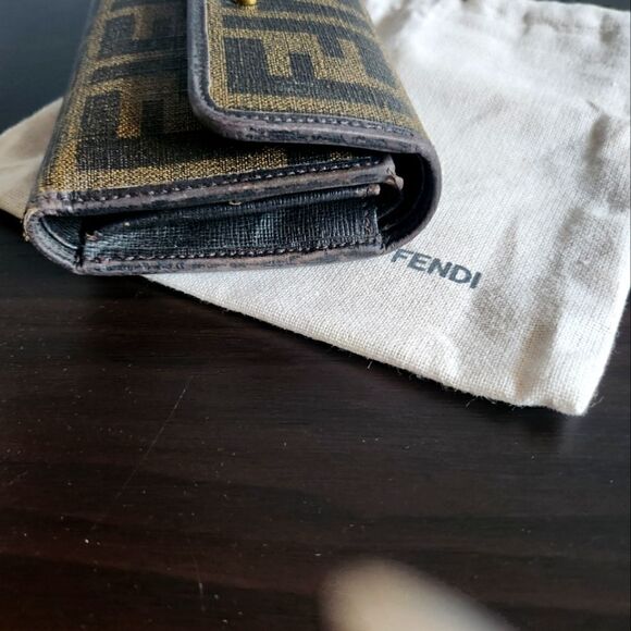 Fendi FF Logo Ckated Canvas Tri-Fold Wallet One-of-a-kind Y2K - Picture 4 of 12
